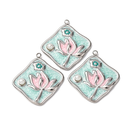 304 Stainless Steel Enamel Pendants STAS-P406-26D-P-1