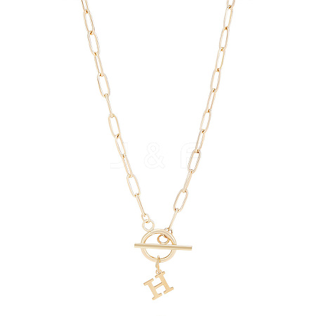 304 Stainless Steel Letter Pendant Necklaces NJEW-LP0001-52H-G-1
