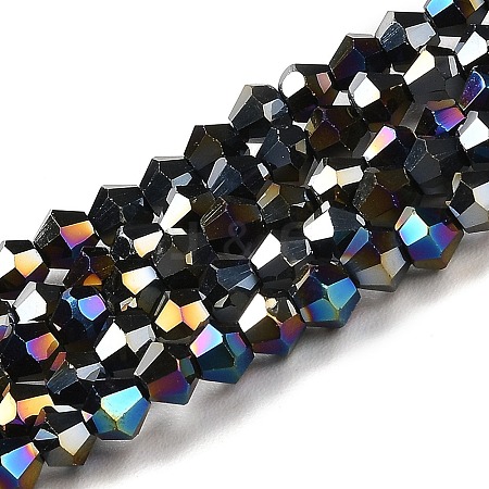 Opaque Solid Color Electroplate Glass Beads Strands EGLA-A039-P3mm-B17-1