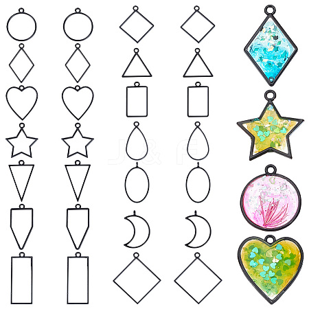 14Pcs 14 Styles Geometric Alloy Open Back Bezel Pendants FIND-WH0290-90EB-1