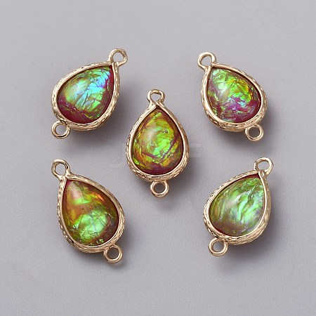 Resin Imitation Shell/Opal Connector Charms RESI-WH0035-61G-1
