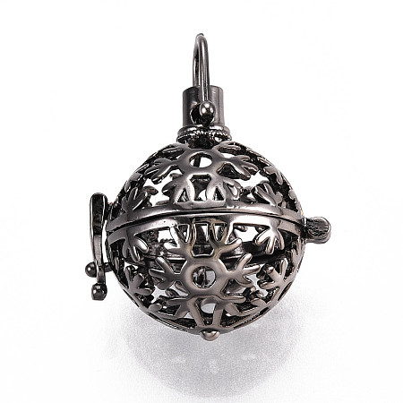 Rack Plating Brass Cage Pendants KK-S751-074B-1