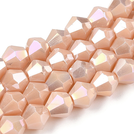 Opaque Solid Color Electroplate Glass Beads Strands EGLA-A039-P6mm-B06-1