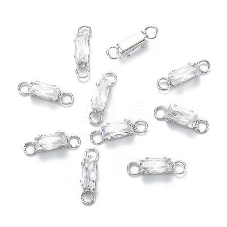 Brass Clear Cubic Zirconia Links Connectors ZIRC-G170-16P-1