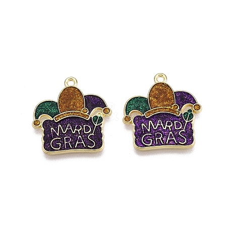 Carnival/Mardi Gras Theme Alloy Enamel & Glitter Powder Pendants ENAM-T020-53C-RS-1