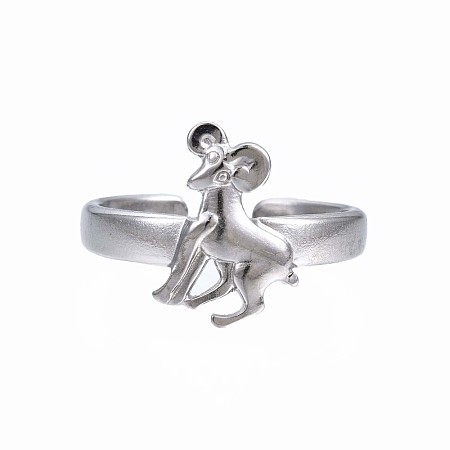 Non-Tarnish 304 Stainless Steel 12 Constellations/Zodiac Signs Open Cuff Ring for Women RJEW-S405-156P-L-1