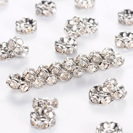Brass Rhinestone Spacer Beads X-RB-A014-L6mm-01P-NF-1