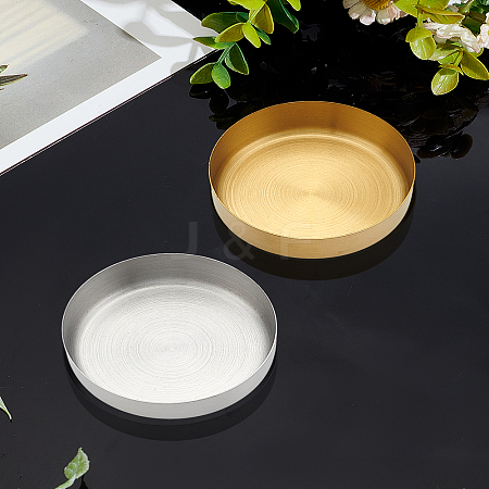 2Pcs 2 Colors Round 410 Stainless Steel Jewelry Holder Tray ODIS-LP0001-16-1