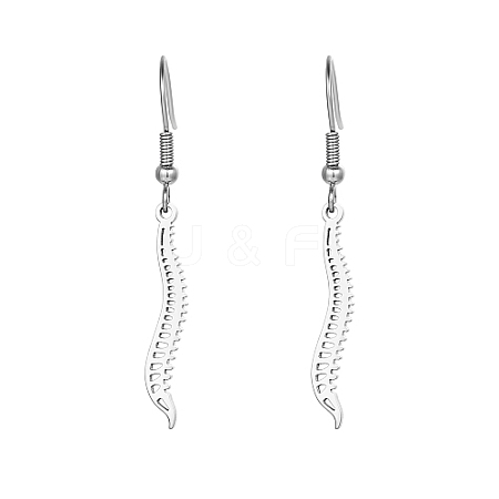 304 Stainless Steel Spine Dangle Earrings WC7930-1-1