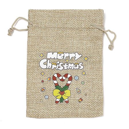 Christmas Printed Burlap Packing Pouches Drawstring Bags ABAG-Q053-02A-12-1