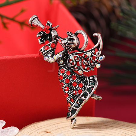 Christmas Theme Zinc Alloy Rhinestone Brooches for Backpack Clothes LK8386-5-1