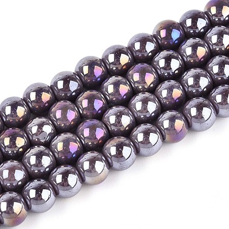 Electroplate Opaque Glass Beads Strands LS-GLAA-T032-P6mm-AB15-1