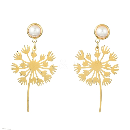 201 Stainless Steel Dandelion Dangle Stud Earrings with Brass Pins EJEW-TA00387-1