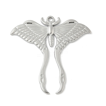 304 Stainless Steel Moth Pendants STAS-S186-08B-P-1