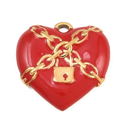 Valentine's Day 304 Stainless Steel Enamel Pendants STAS-E524-06B-G-1