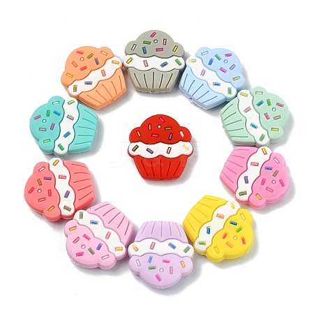 11Pcs 11 Colors Ice Cream Silicone Focal Beads SIL-YW0003-63-1