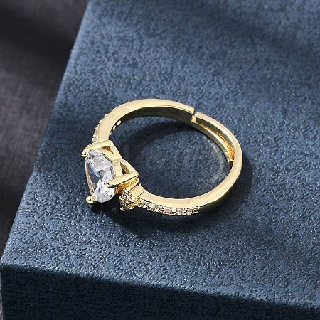 Brass Micro Pave Cubic Zirconia Cuff Open Rings CU-CBA5C10-09G-1