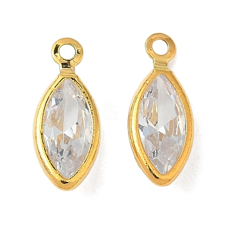 Brass Micro Pave Cubic Zirconia Charms KK-S336-01G-B-1