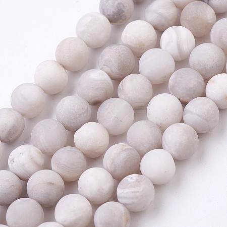 Natural White Agate Bead Strands G-J376-02-8mm-1