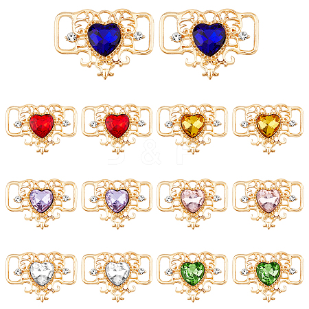 HOBBIESAY 14Pcs 7 Colors Alloy Rhinestone Connector Charms FIND-HY0003-39-1