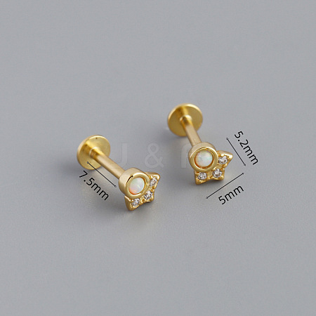 925 Sterling Silver Micro Pave Clear Cubic Zirconia with Synthetic Opal Cartilage Earrings FS-WG3DFDB-17-1