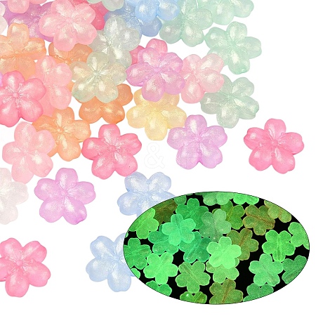 50Pcs Luminous Transparent Acrylic Beads LACR-YW0001-08-1