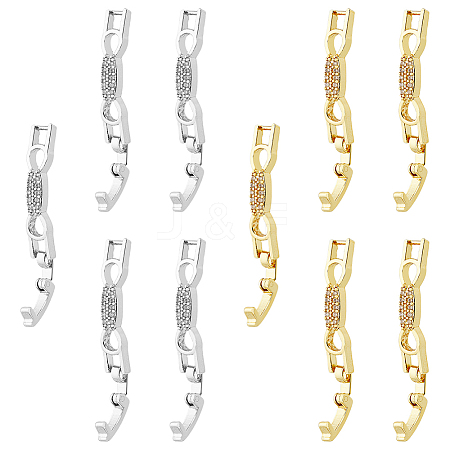 10Pcs 2 Colors Bowknot Rack Plating Brass Clear Cubic Zirconia Watch Band Clasps ZIRC-DC0001-10-1