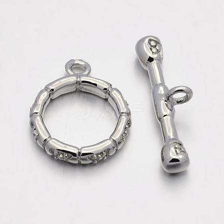 (Clearance Sale)Brass Ring Toggle Clasps KK-J202-32P-1