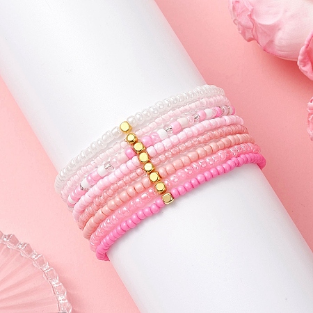 8Pcs Glass Seed Beads Stretch Bracelets for Women BJEW-MZ00269-1