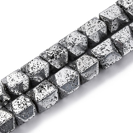 Electroplated Natural Lava Rock Beads Strands G-A256-D01-01A-1