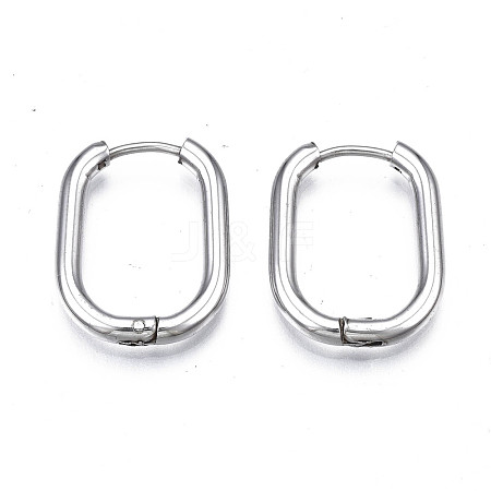 Tarnish Resistant 201 Stainless Steel Oval Hoop Earrings STAS-S103A-34P-1