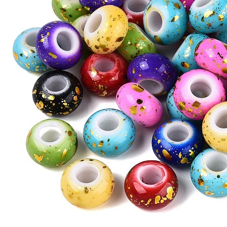 Baking Paint Opaque Acrylic European Beads OACR-Q200-33B-1