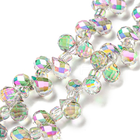 Electroplate Transparent Glass Beads Strands X-EGLA-P052-01A-FR01-1