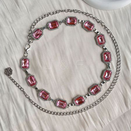 Bohemian Style Alloy Rhinestone Rectangle Link Chain Waist Belly Chains FS-WGF667A-03-1