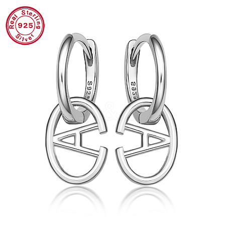 Anti-Tarnish Rhodium Plated Platinum 925 Sterling Silver Hoop Earrings ZC9557-2-1