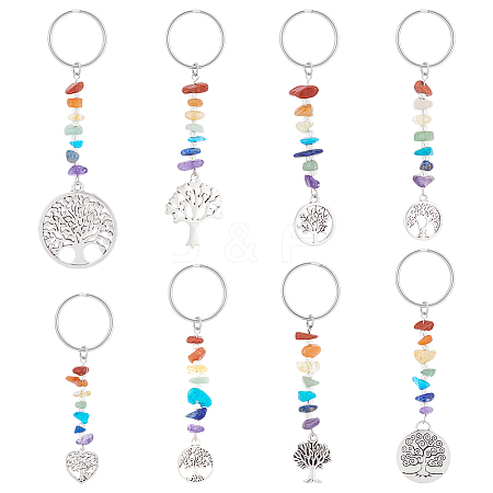 Unicraftale Tibetan Style Alloy Tree of Life Keychains KEYC-UN0001-21-1