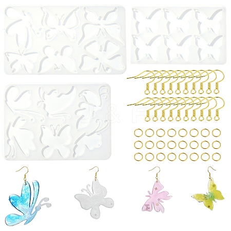 DIY Butterfly Charm Pendant Silicone Molds for DIY Earring Making DIY-YW0009-41-1