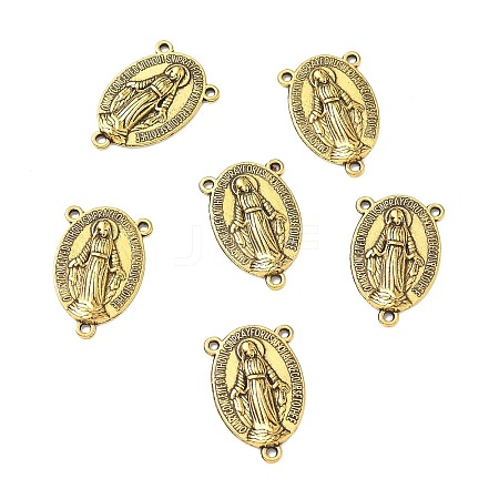Holy Oval Carved Virgin Mary Tibetan Style Alloy Chandelier Component Links TIBEP-LF0961YKG-AG-FF-1