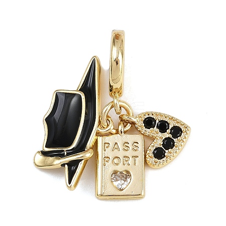 Brass Pave Clear Cubic Zirconia European Dangle Charms KK-N271-31G-1