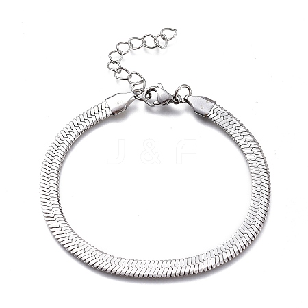 Tarnish Resistant Unisex 304 Stainless Steel Herringbone Chain Bracelets LS-BJEW-O177-01B-P-1