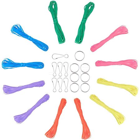 Plastic Lace Rope and Iron Split Key Rings/Key Clasp Finding DIY-NB0002-35-1