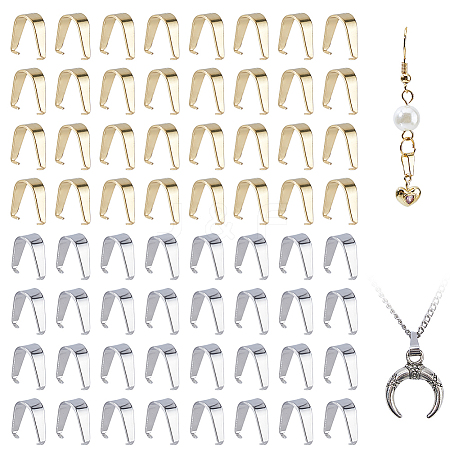 100Pcs 2 Colors 201/304 Stainless Steel Snap on Bails STAS-DC0017-34-1
