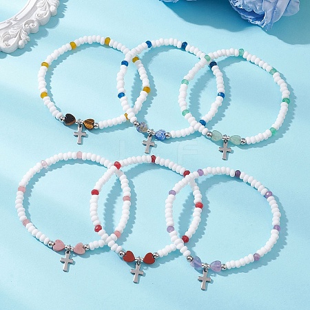 304 Stainless Steel Tiny Charm Bracelets BJEW-MZ00325-1