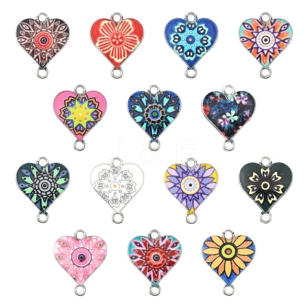 30Pcs 15 Colors Alloy Enamel Connector Charms ENAM-YW0005-79-1
