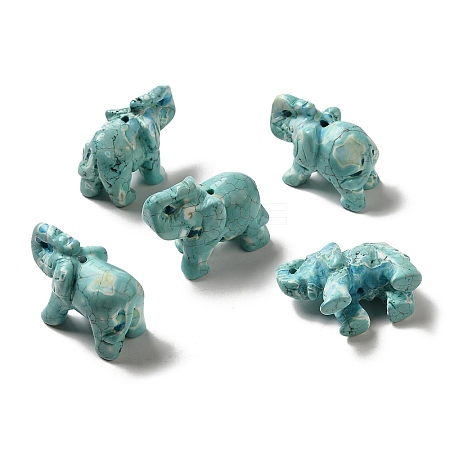 Natural Howlite Carved Elephant Beads G-Z053-02-1