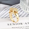 Brass Micro Pave Clear Cubic Zirconia Cuff Rings for Women Men RJEW-Z080-02G-1