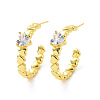 Rack Plating Brass Micro Pave Cubic Zirconia Stud Earrings EJEW-F297-02G-2