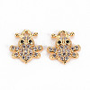 Brass Micro Pave Clear Cubic Zirconia Charms KK-S360-128-NF-1