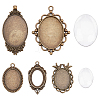 15Pcs 5 Styles Tibetan Style Alloy Carved Rose Large Pendant Cabochon Settings TIBEP-ME0001-04-1