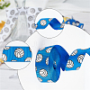 CRASPIRE 25 Yards 5 Colors Flat Volleyball Pattern Polyester Ribbons OCOR-CP0001-07-4